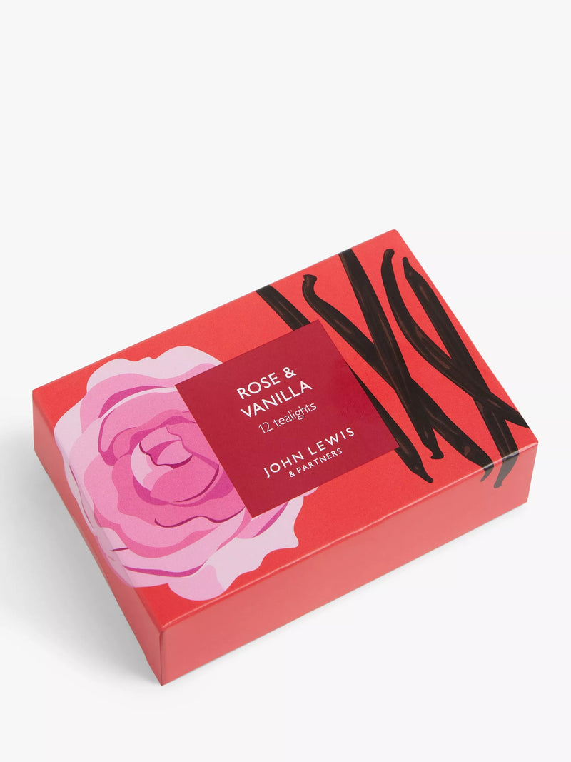 John Lewis rose vanilla tealights pack 12 - British product