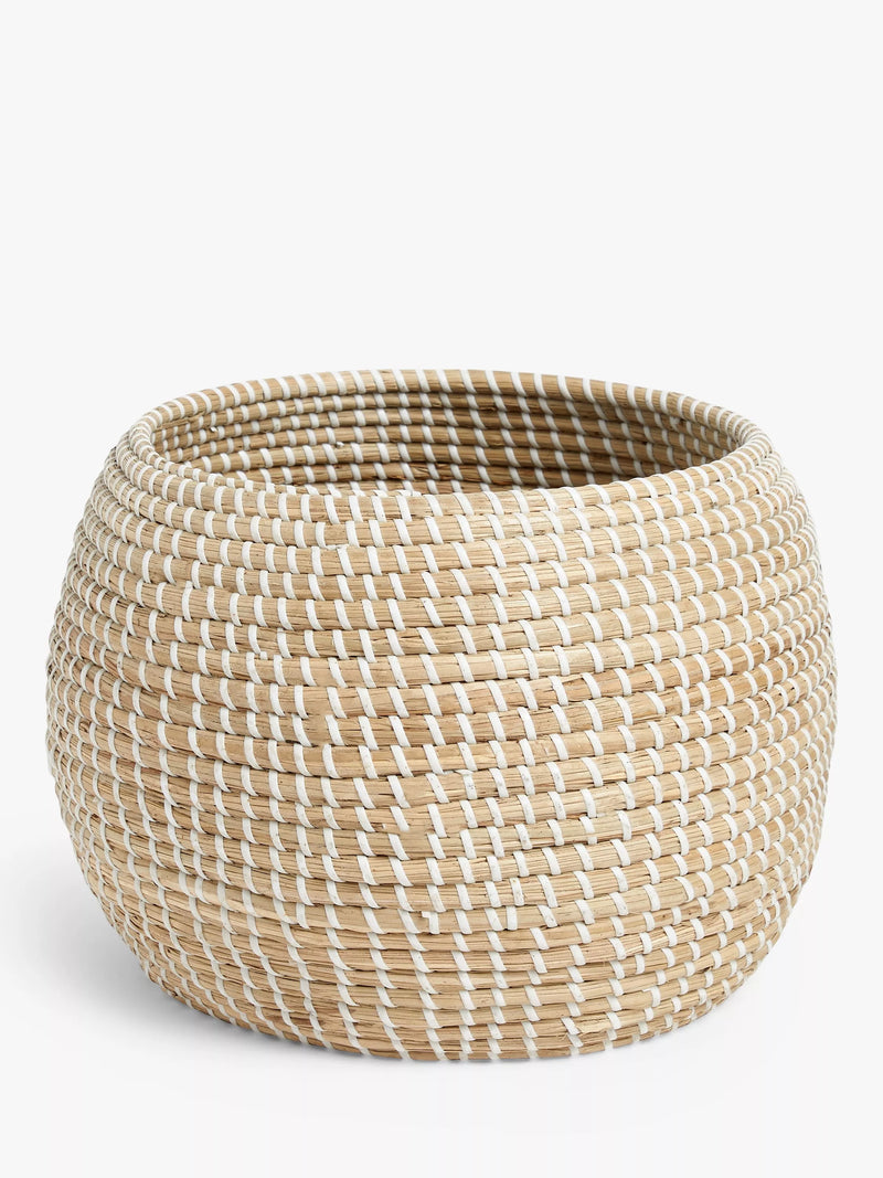 John Lewis seagrass indoor planter natural white H25x32cm (British brand)