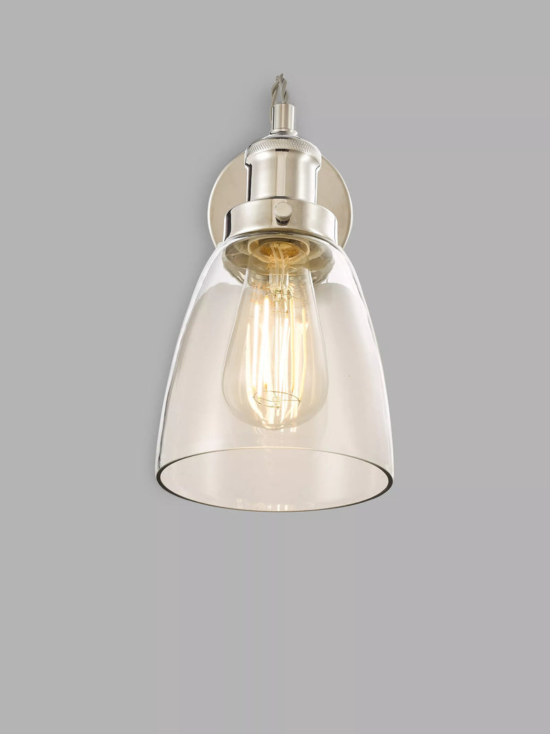 John Lewis wall light clear glass polished nickel, imported from the UK