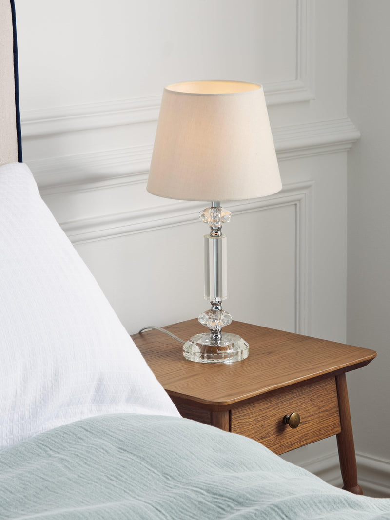 John Lewis crystal column table lamp clear large, imported from the UK