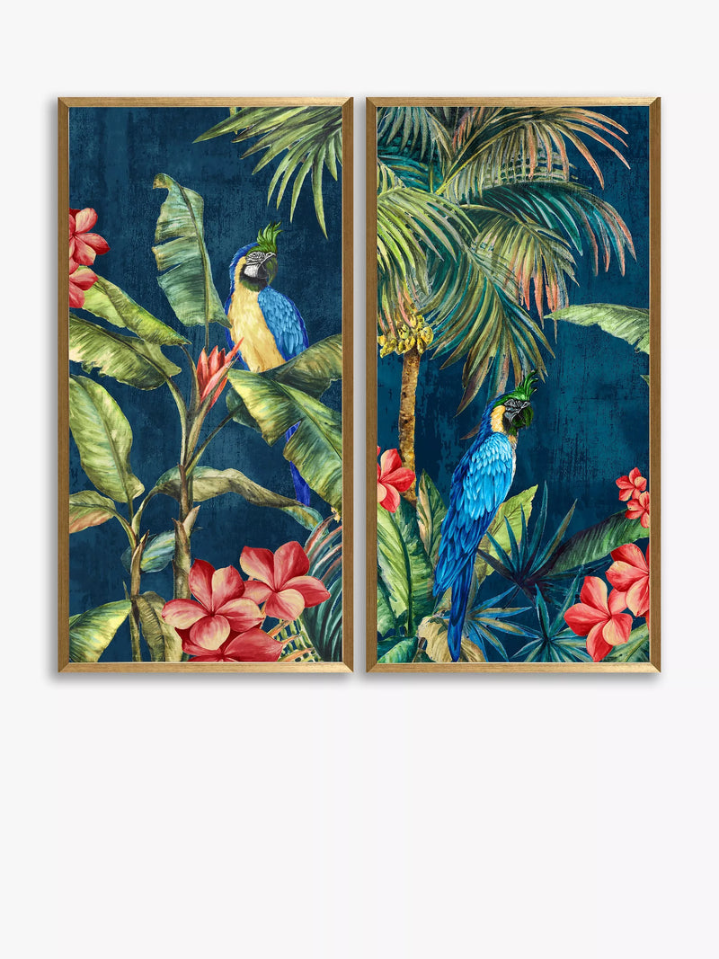 John Lewis Tropicana framed parrot prints set of 2 82x42cm, UK version