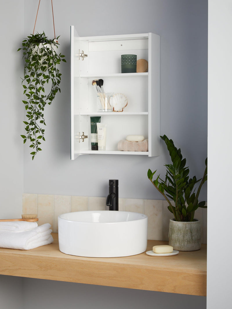 John Lewis white gloss mirrored bathroom cabinet 60x40x14cm, UK version