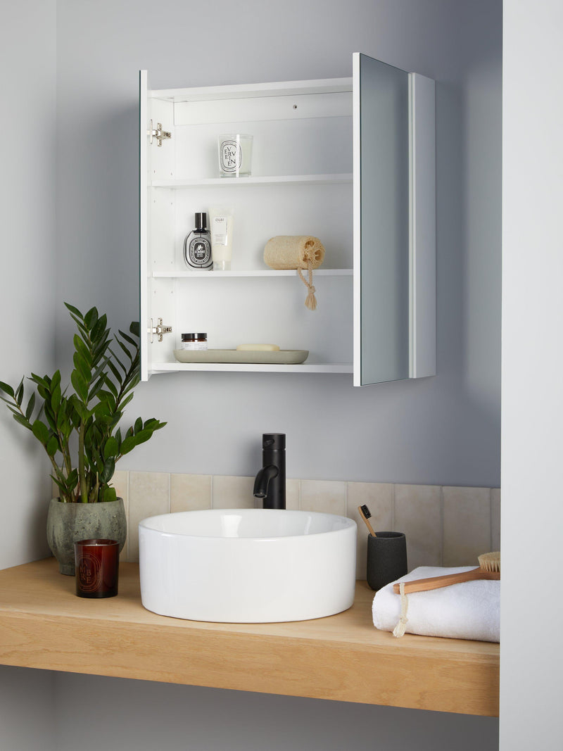 John Lewis white gloss double mirrored bathroom cabinet 60x60x14 cm (British brand)