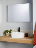 John Lewis triple mirrored white gloss bathroom cabinet, imported from the UK