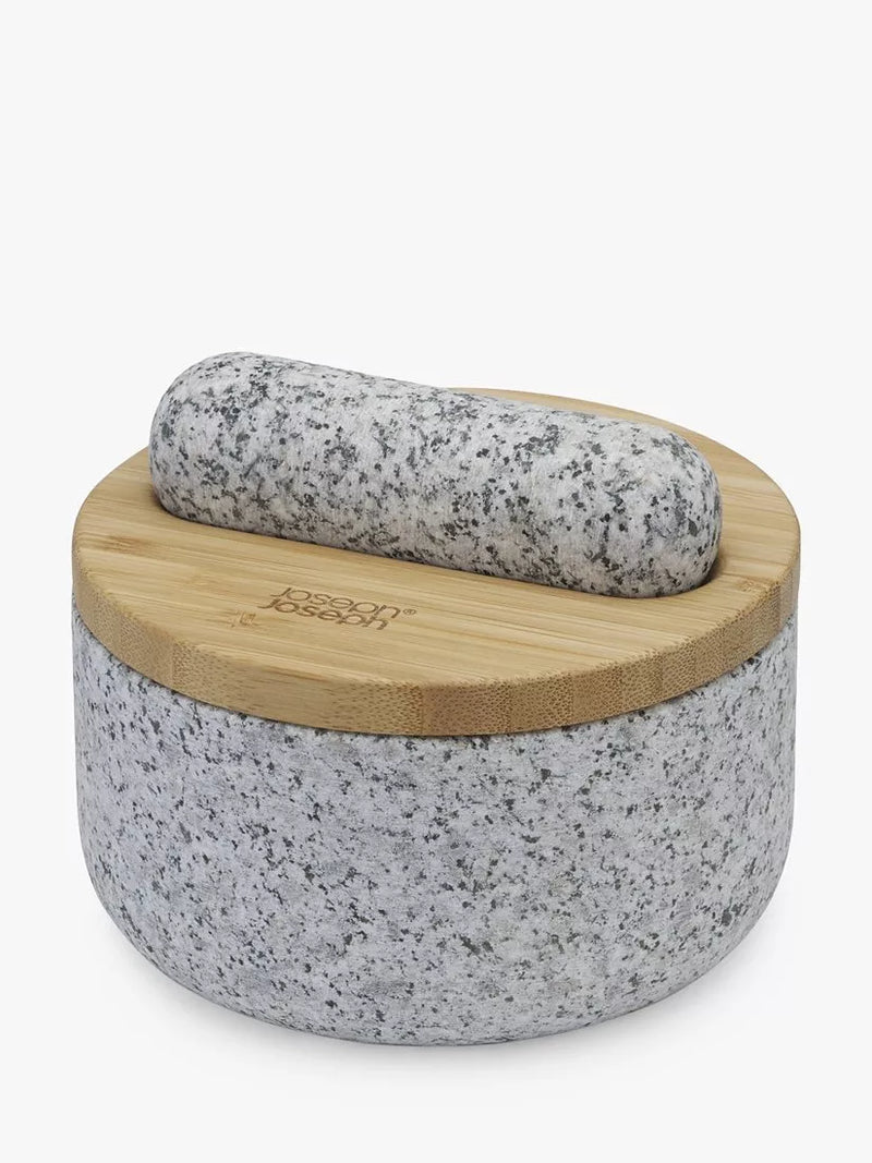 Joseph Joseph Dash granite pestle and mortar with bamboo lid, UK version