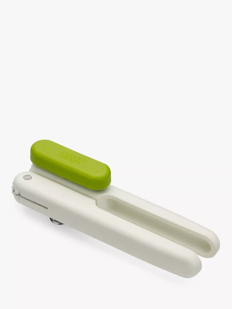 Joseph Joseph multi-function can opener with bottle opener and ring-pull lifter in white and lime green, UK version