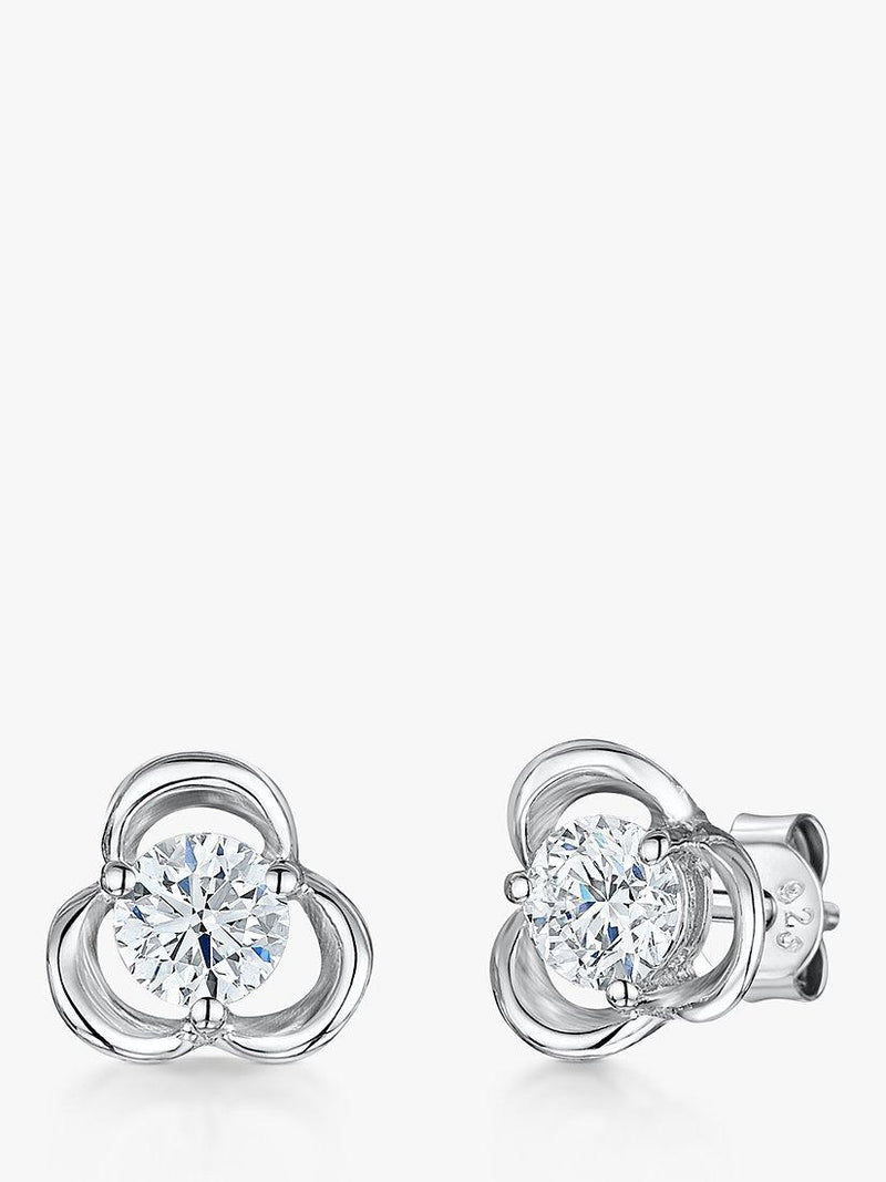 Jools by Jenny Brown open petal stud earrings in sterling silver, UK version