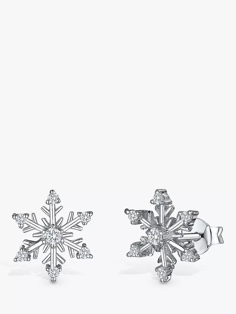 Jools by Jenny Brown cubic zirconia snowflake stud earrings, imported from UK