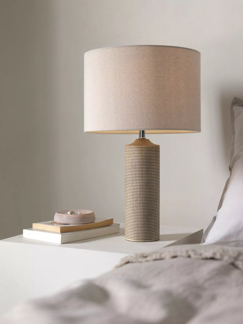 John Lewis brown ribbed wood table lamp (British brand)
