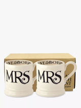 John Lewis Emma Bridgewater Black Toast Mrs & Mrs Earthenware Mugs 310ml Set of 2- Buy online at McGrocer