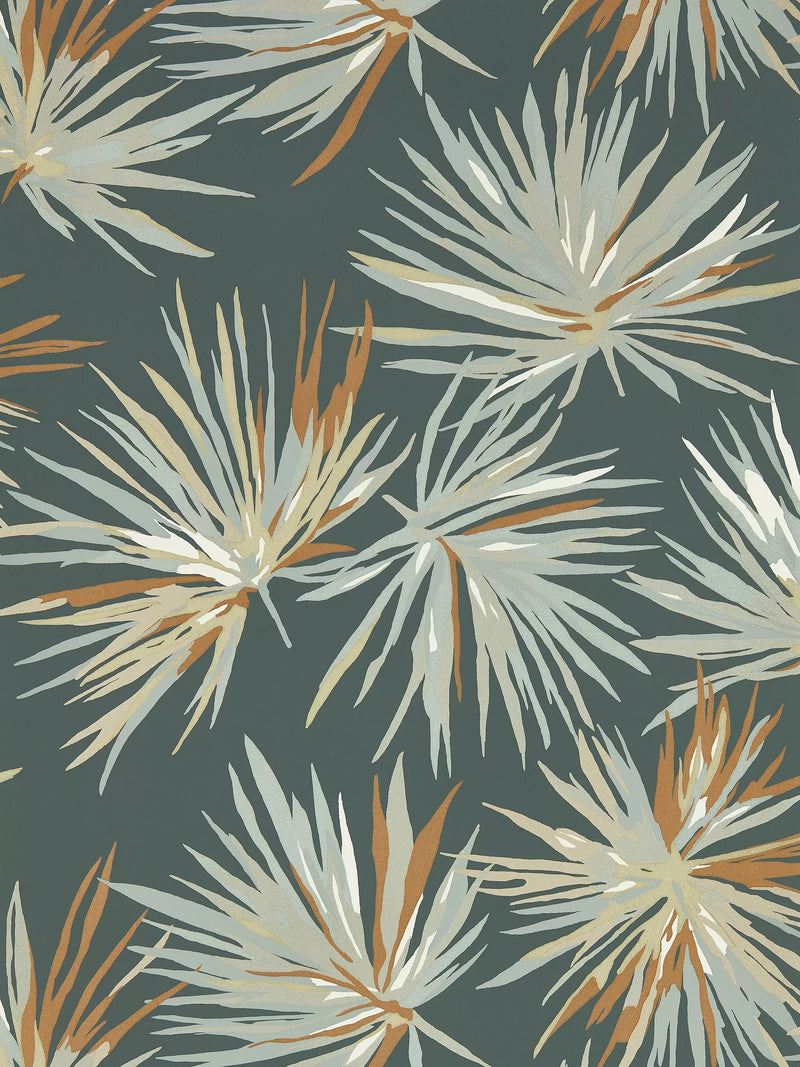 Harlequin Aucuba botanical feature wallpaper with layered leaves, UK version