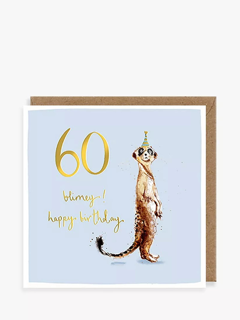 Louise Mulgrew Designs meerkat 60th birthday card, UK version