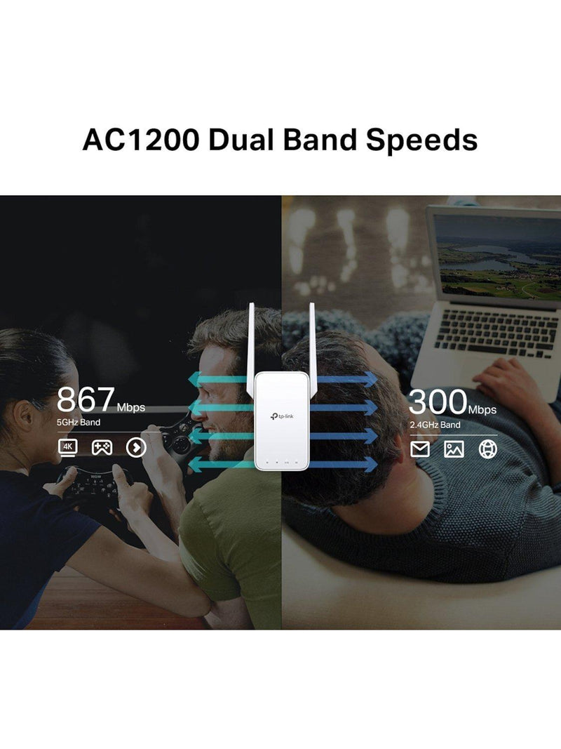 TP-Link RE315 AC1200 dual band Wi-Fi range extender, imported from the UK