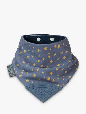 Absorbent Reversible Teething Bib with Silicone Chewing Corner in Midnight Stars Pattern