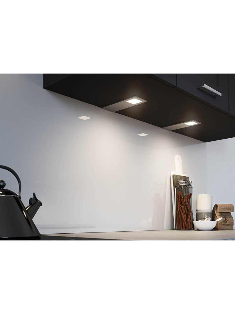 Sensio Astro Trio Tone LED under cabinet light in brushed aluminium, imported from the UK