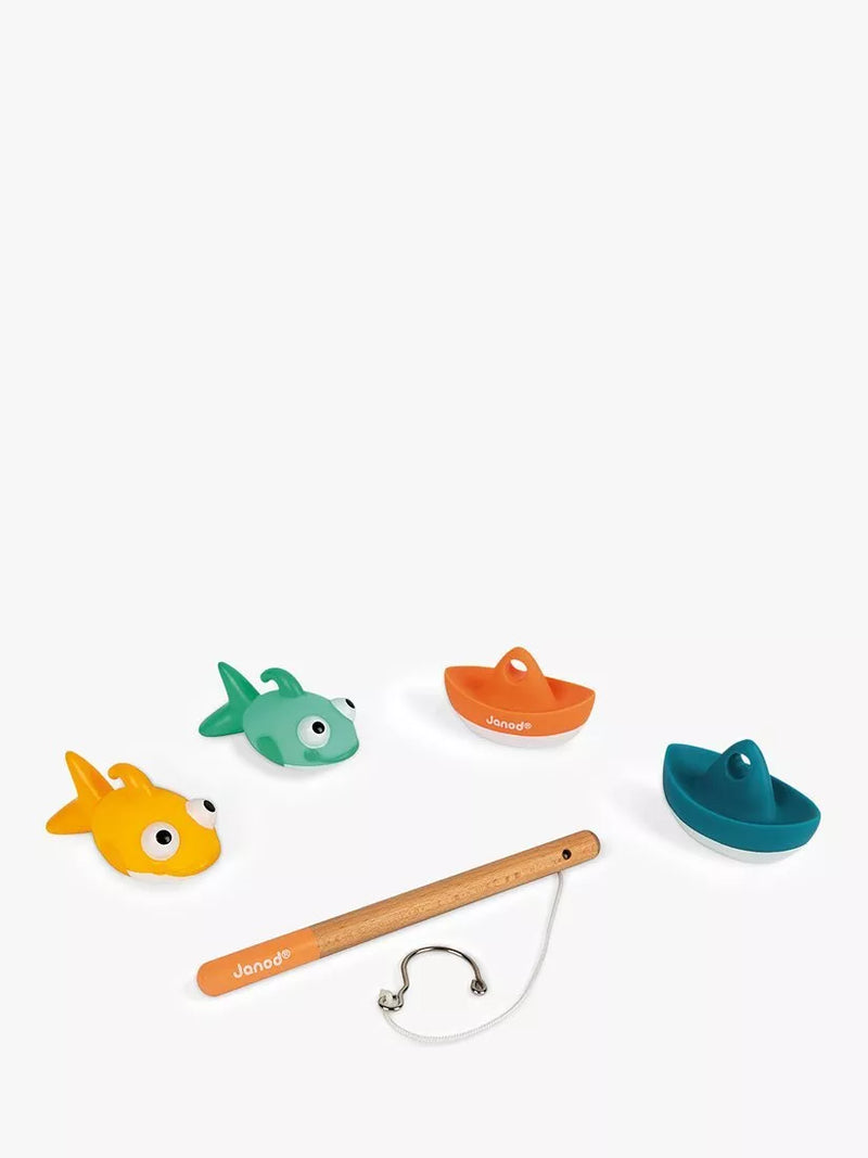 Janod Fish Them All bath fishing toy with 4 squirters, UK version