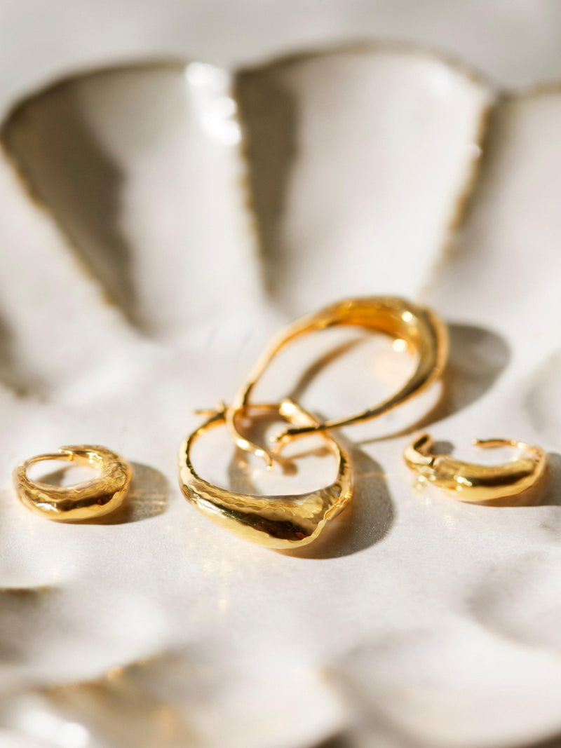 Monica Vinader Deia slim hoop gold vermeil earrings, UK version
