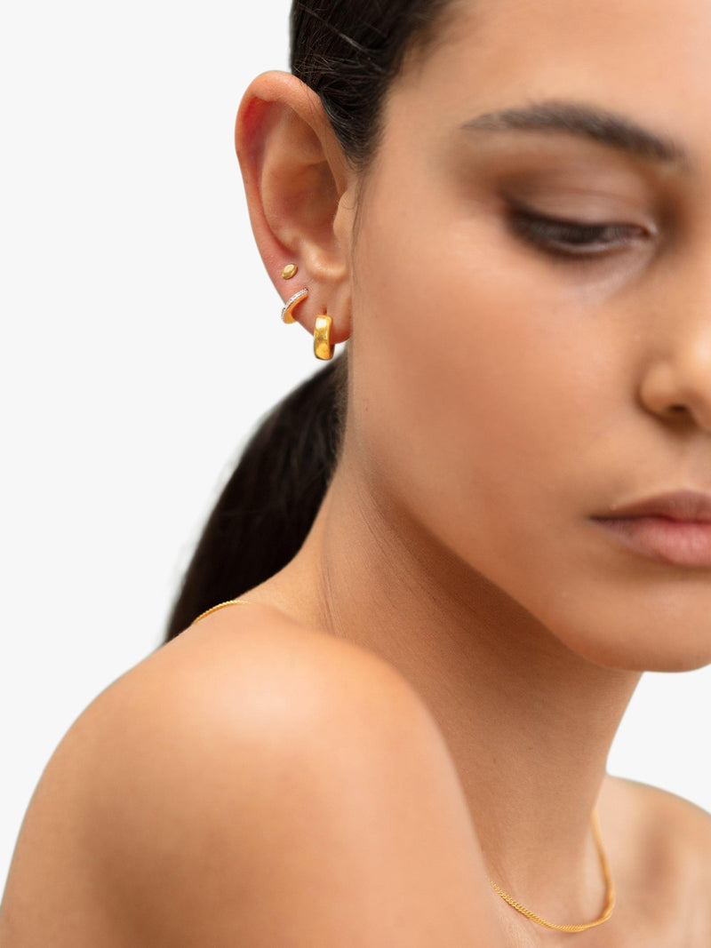 Monica Vinader Nura gold plated vermeil stud earrings, imported from the UK