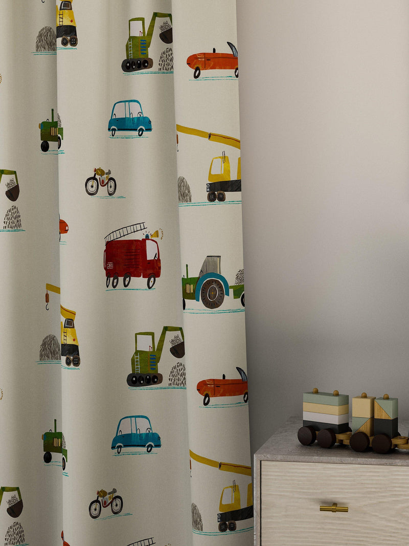 Harlequin novelty vehicle print cotton fabric 141cm, UK version