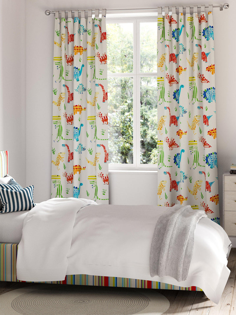 Harlequin Jolly Jurassic furnishing fabric dinosaur print, UK version