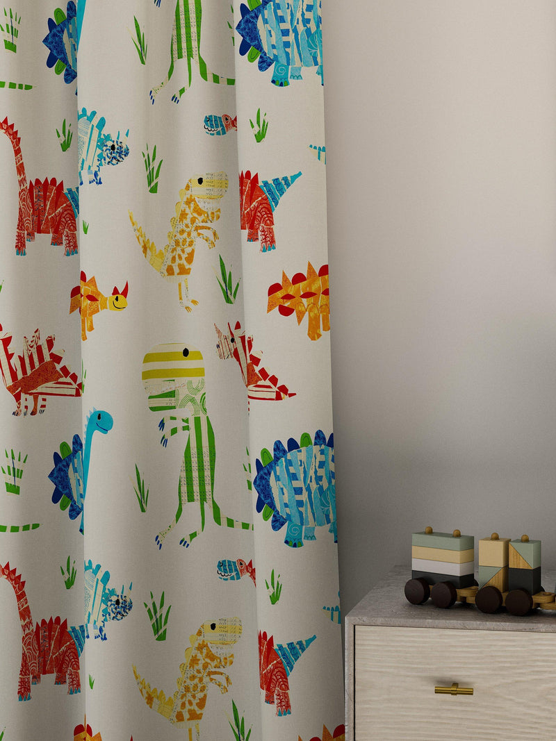 Harlequin Jolly Jurassic furnishing fabric dinosaur print, UK version