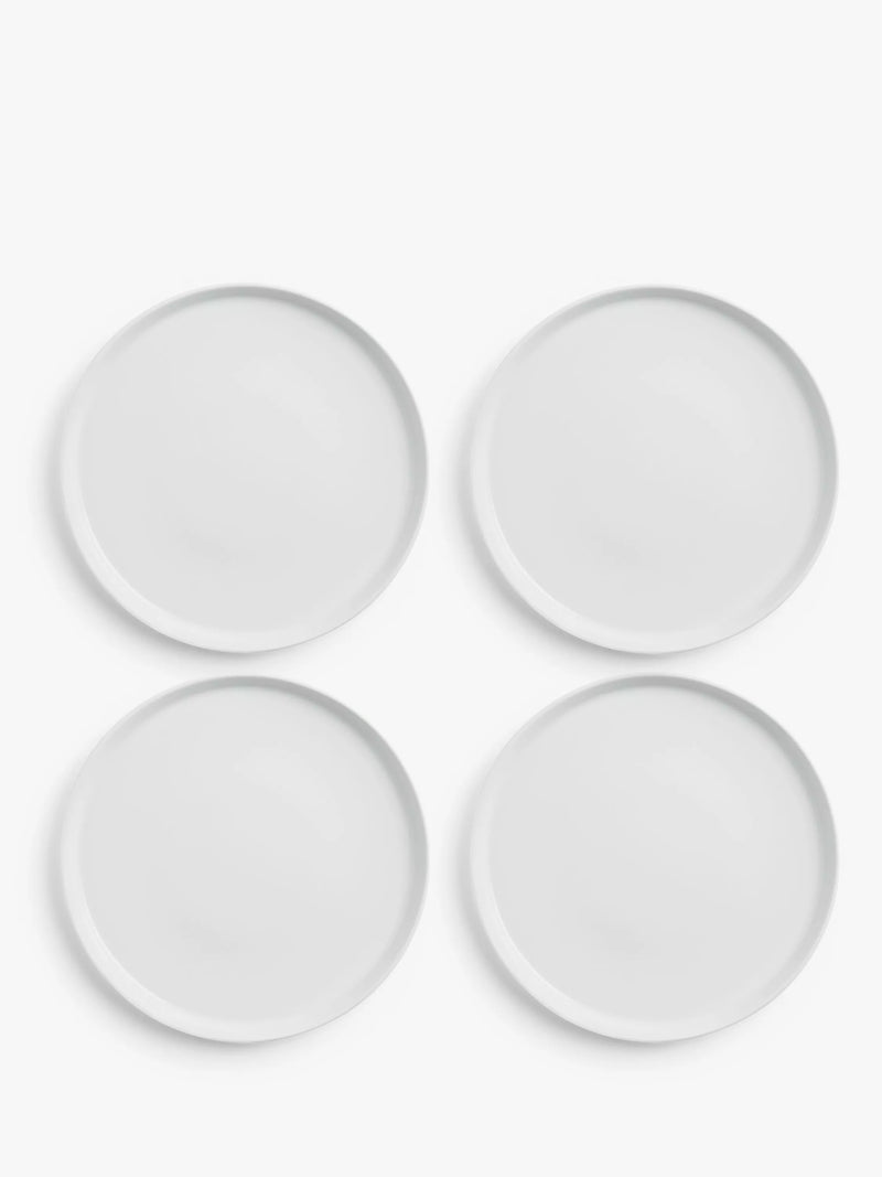 John Lewis porcelain side plate set of 4, white 21.5cm, imported from the UK