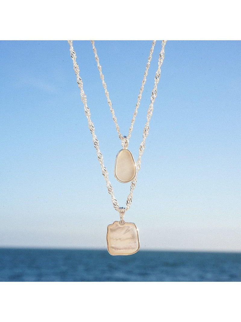 Daisy London mother of pearl pendant necklace, sterling silver, imported from the UK