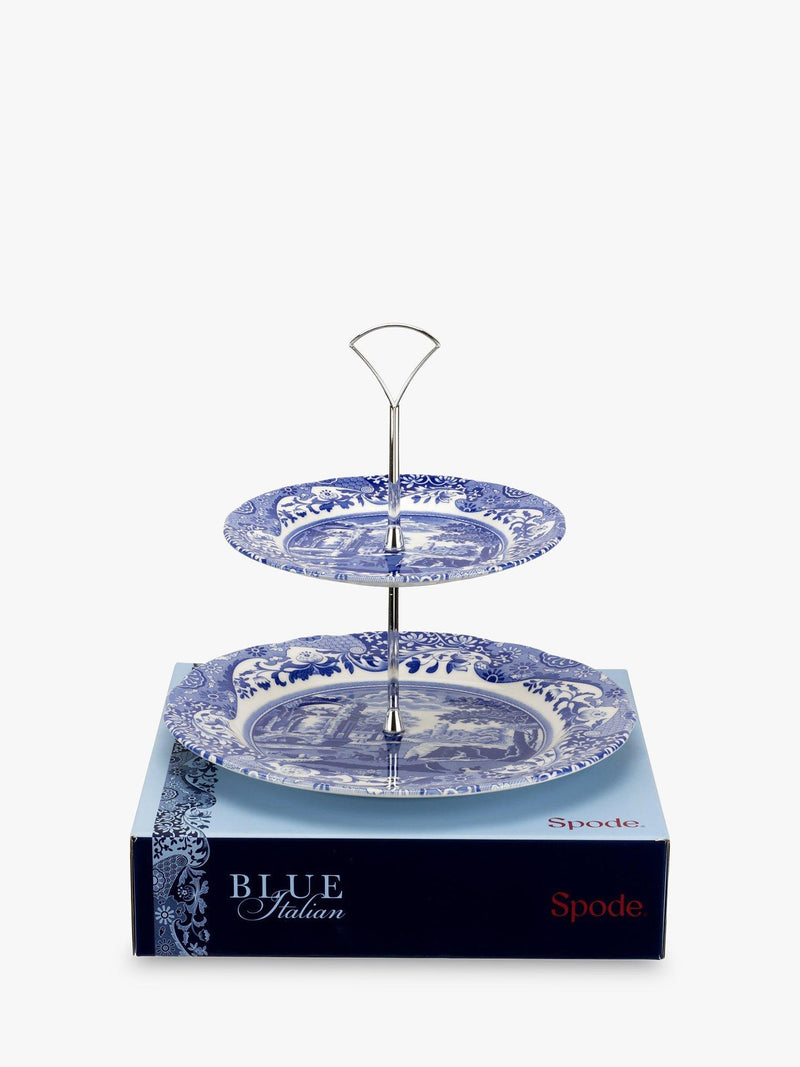 Spode Blue Italian 2-tier cake stand 27cm (British brand)