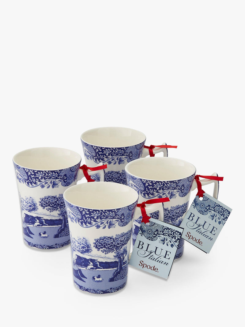 Spode Blue Italian Cottage mugs set of 4 280ml (British brand)