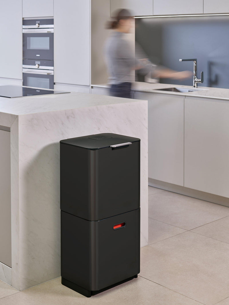 Joseph Joseph Totem Max 60L black waste and recycling bin, UK version