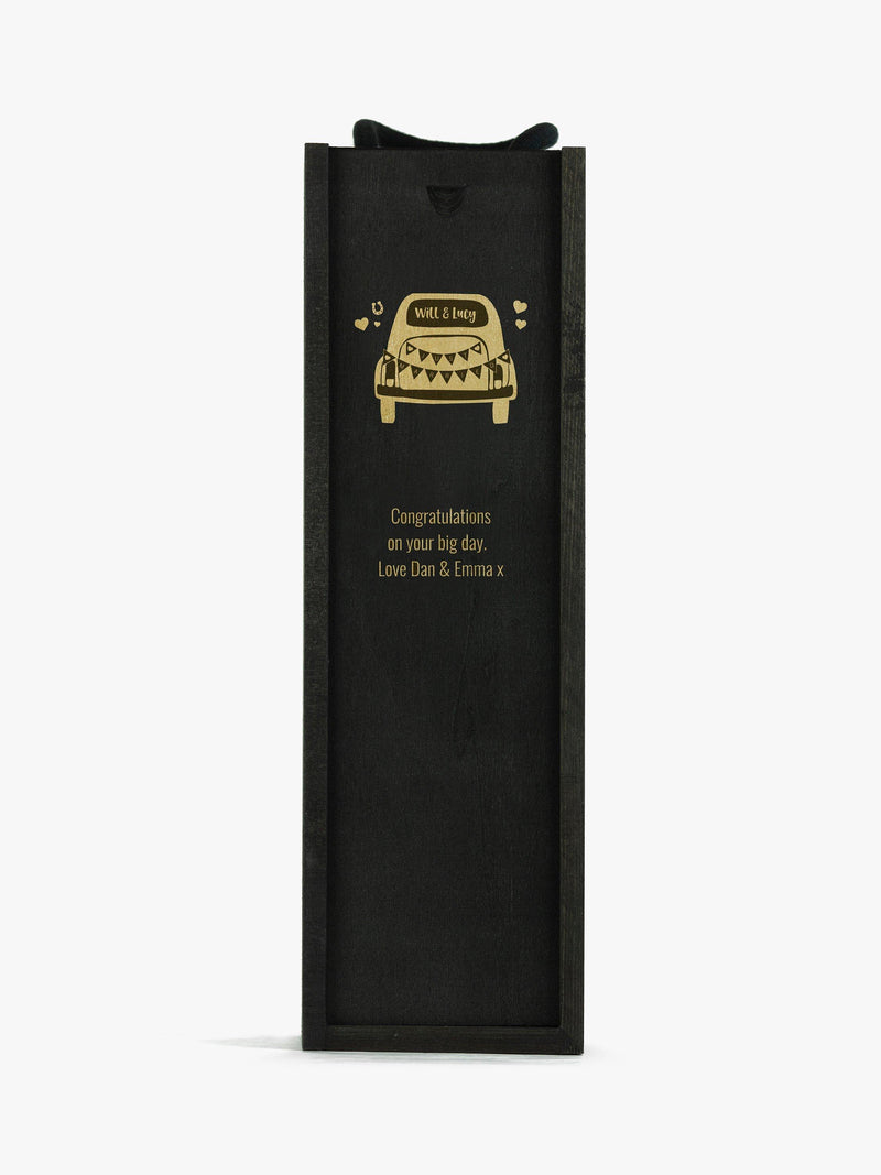 Totally About You personalised sliding lid pine wood wine box for standard bottle (British brand)