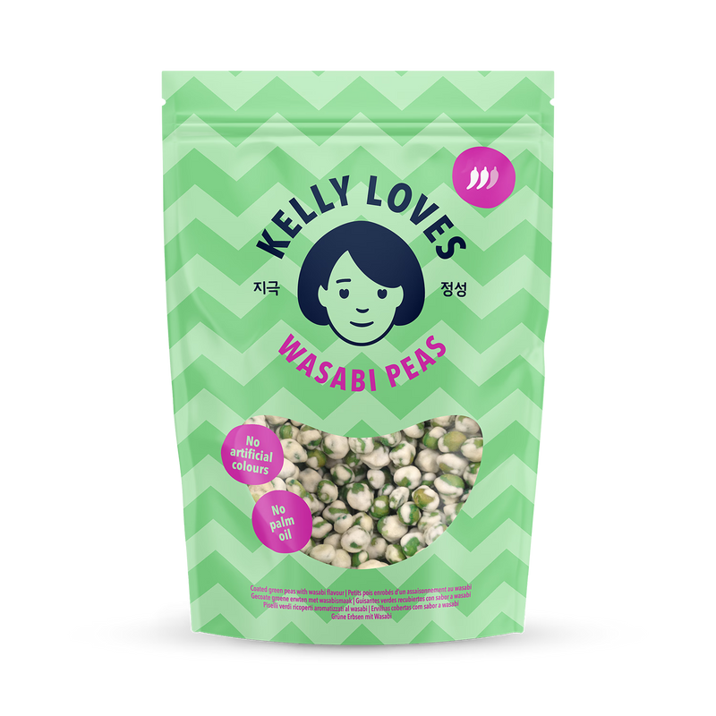 Kelly Loves wasabi coated green peas 90g, UK version