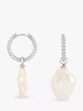 Dower & Hall keshi pearl hoop earrings sterling silver 1.5cm (British brand)