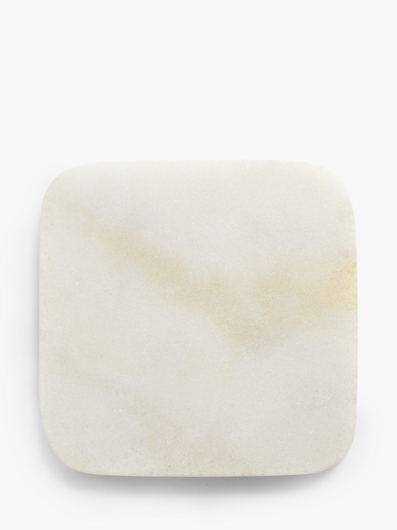 John Lewis square marble coasters with stainless steel stand, set of 4, white and gold, UK version