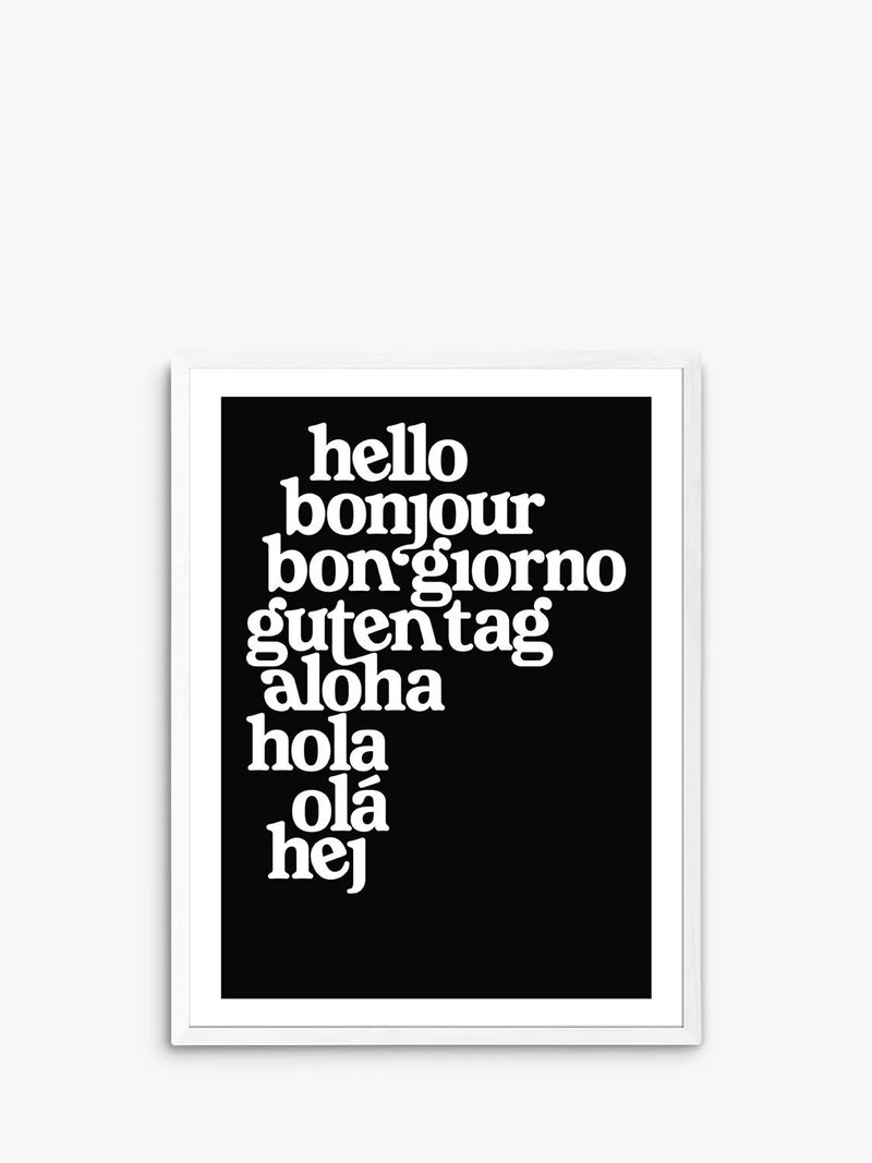 EAST END PRINTS Limbo and Ginger 'Hello World' Typography Framed Print 25x30cm