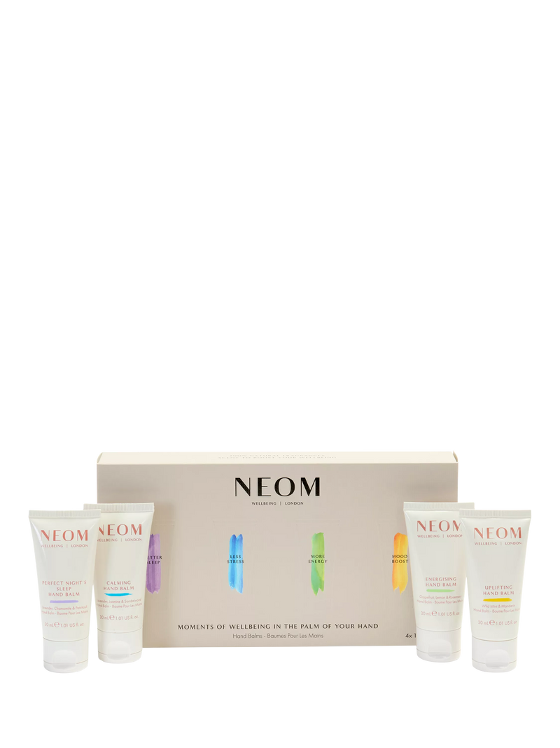 NEOM hand balm gift set with four 30ml balms, imported from the UK