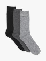 John Lewis John Lewis Thermal Wool Blend Socks Pack of 3 One Size Black/Charcoal/Grey- Buy online at McGrocer