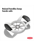 OXO Good Grips stainless steel apple corer and splitter with non-slip handles, imported from the UK