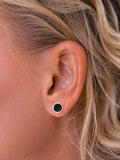 Nina B stud earrings round imitation onyx 0.8cm, UK version