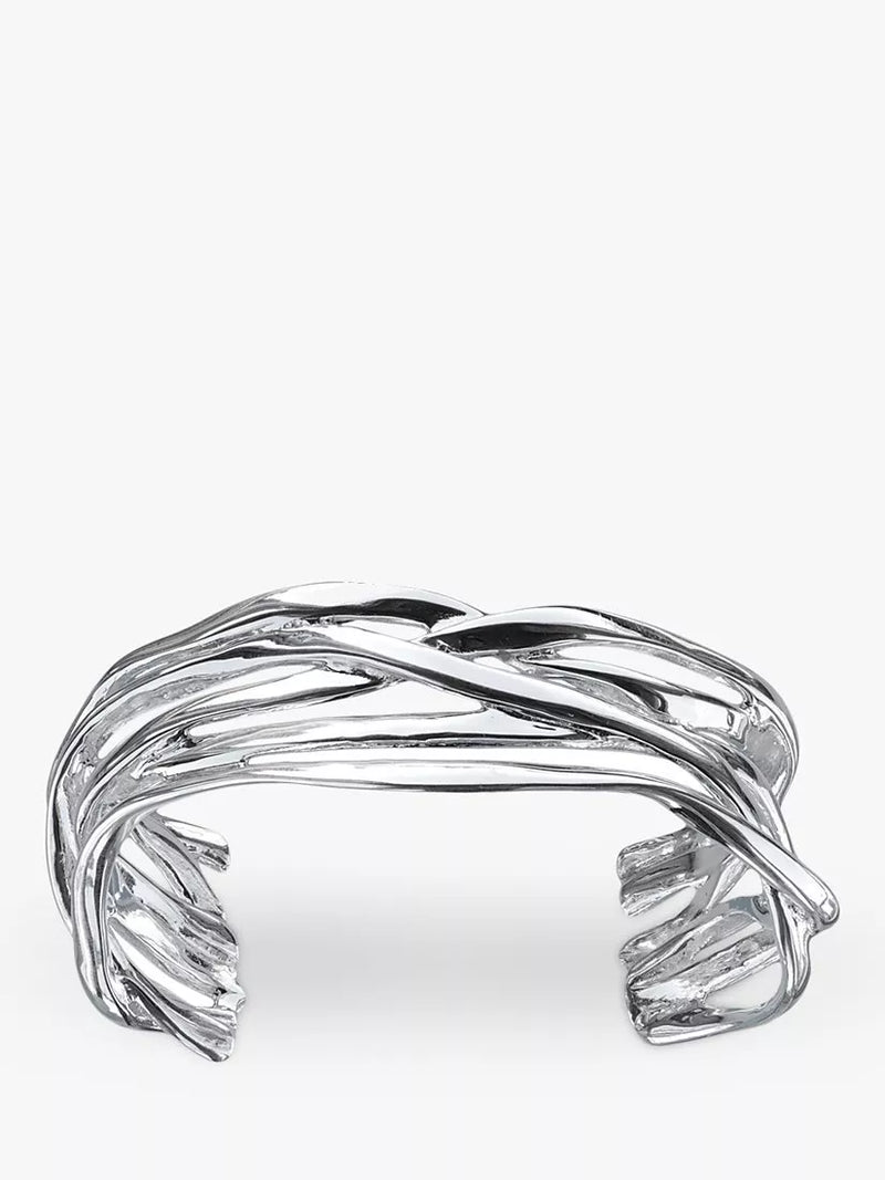 Nina B multi-strand cuff bangle silver, imported from the UK
