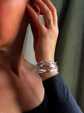 Nina B multi-strand cuff bangle silver, imported from the UK