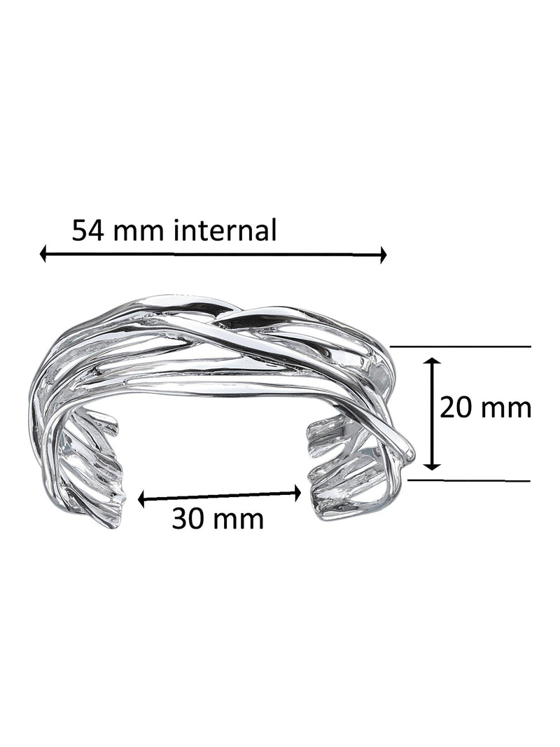 Nina B multi-strand cuff bangle silver, imported from the UK