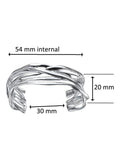 Nina B multi-strand cuff bangle silver, imported from the UK