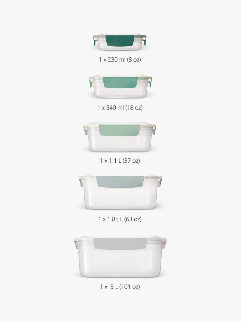 Joseph Joseph airtight storage containers set of 5 in sage, UK version
