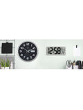 Acctim Datekeeper digital wall alarm clock in silver, imported from the UK