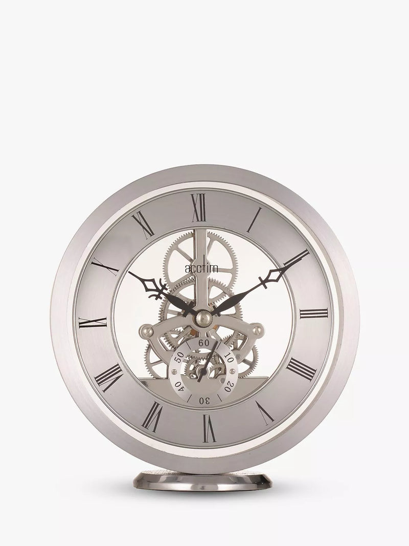 Acctim Skeleton Mantel Carriage Clock Silver 13cm - British product