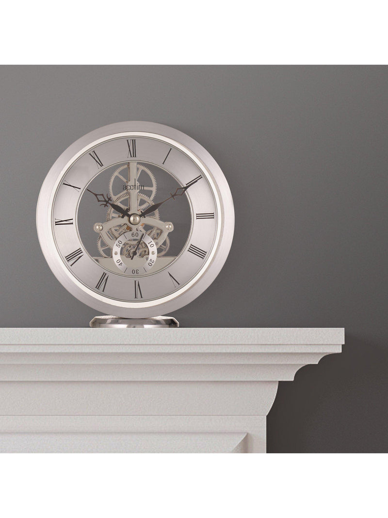 Acctim Skeleton Mantel Carriage Clock Silver 13cm - British product
