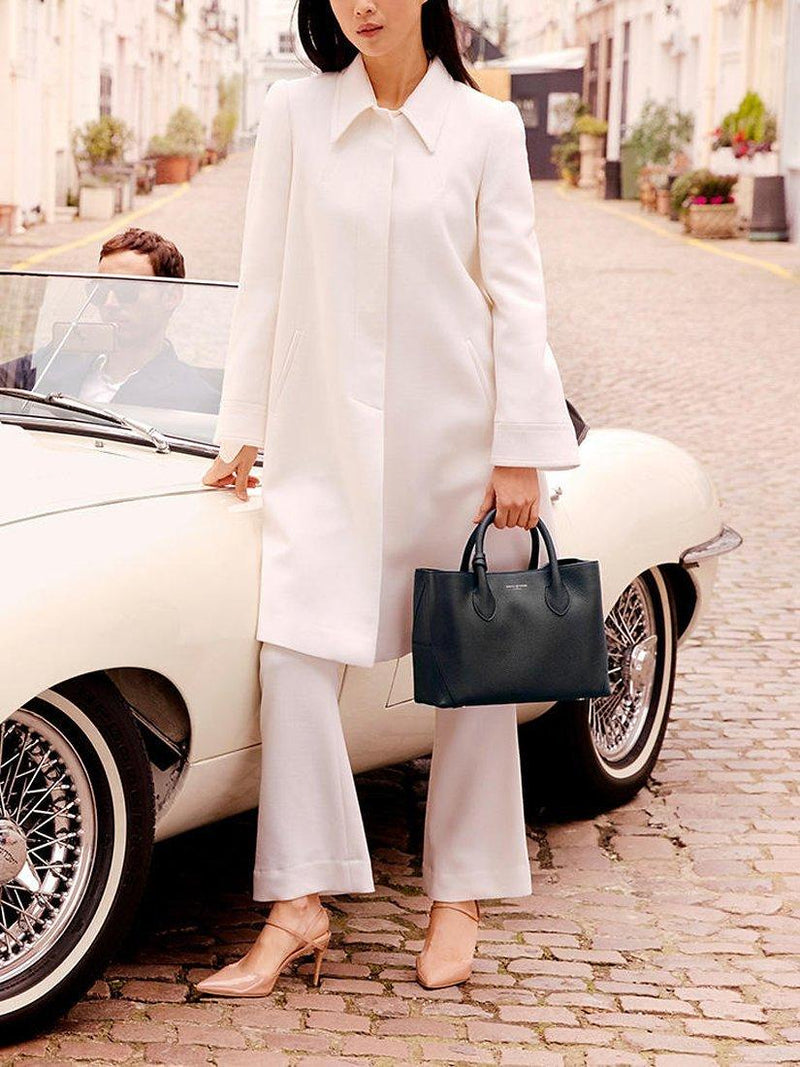Aspinal of London Midi Pebble Leather Tote Bag, imported from the UK