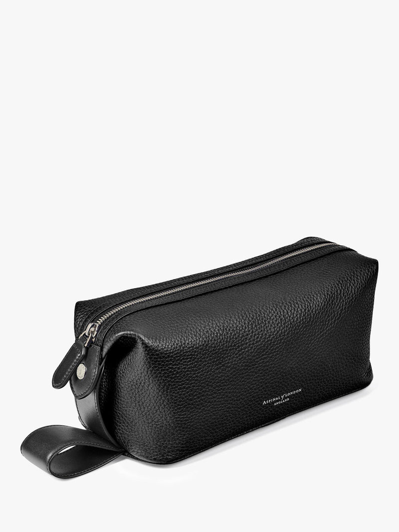 Aspinal of London black pebble leather wash bag - British product