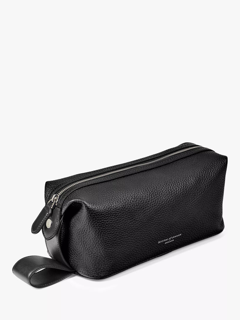 Aspinal of London black pebble leather wash bag - British product